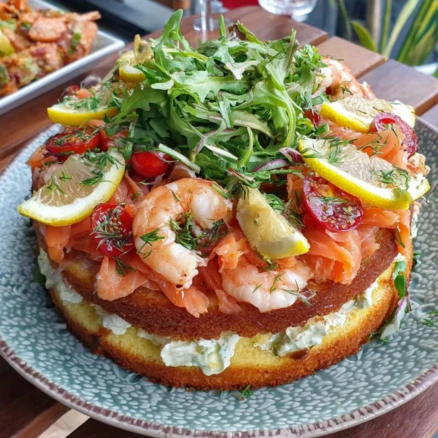 Smörgåstårta med Lax och Räkor