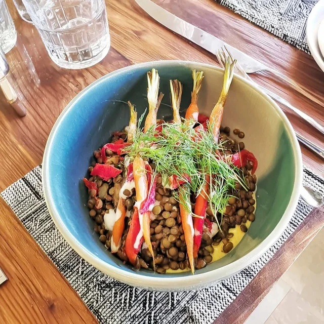 Grön linssallad med unga morötter och spiskummin