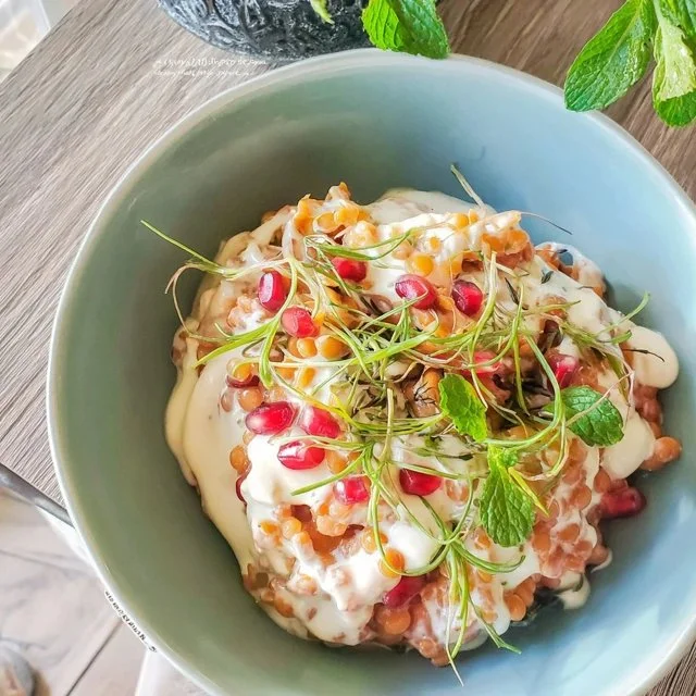 Linssallad med mynta och granatäpple