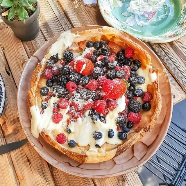 Nordic Berry Cake with Crème Fraîche